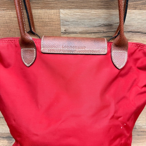 LONGCHAMP Tote Bag LE PLIAGE Nylon/Leather Foldable Red Red Tote Bag - Picture 3 of 8